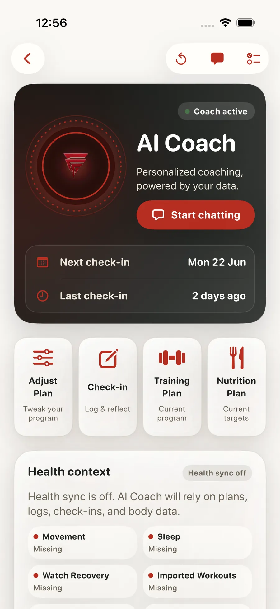 Forjex AI coach using real training data